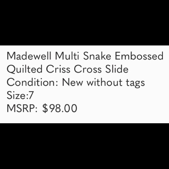 🎉HP‼️🎉 Madewell NWOT-Multi Snake, Quilted, Criss Cross Slide - Size 7❣️ - Picture 8 of 9